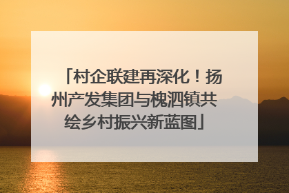 村企联建再深化！扬州产发集团与槐泗镇共绘乡村振兴新蓝图